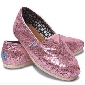 Toms pink glitter shoes